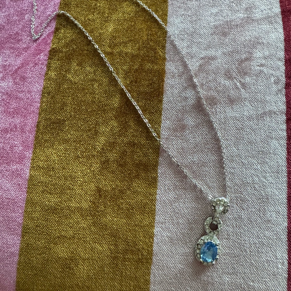 London Blue Topaz And Rhinestone Silver Necklace 18 35$